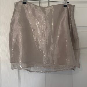 Mango Shimmering Beige Mini Skirt